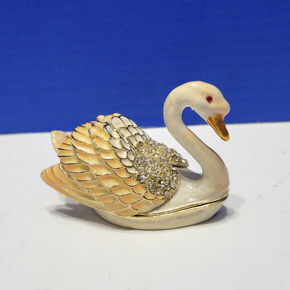 Vintage Swan Trinket Box with Sparkly Rhinestones - Picture 2 of 8